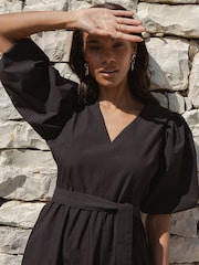 Threadbare Black 100% Cotton Poplin Tiered Midi Dress - Image 4 of 4