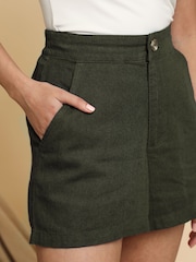Threadbare Green Linen Blend Shorts - Image 4 of 4