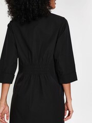 Threadbare Black Cotton Poplin V-Neck Shirt Dress - Image 4 of 5