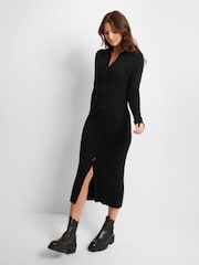 Threadbare licorice Black Curve Ribbed Knit Cardigan Style Dress - Image 2 of 5