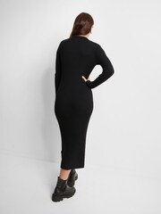 Threadbare licorice Black Curve Ribbed Knit Cardigan Style Dress - Image 3 of 5