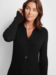 Threadbare licorice Black Curve Ribbed Knit Cardigan Style Dress - Image 5 of 5