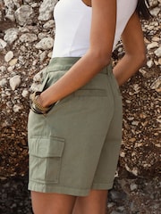 Threadbare Green 100% Cotton Belted Cargo Shorts - Image 4 of 4