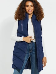 Threadbare Navy Longline Padded Gilet - Image 3 of 5