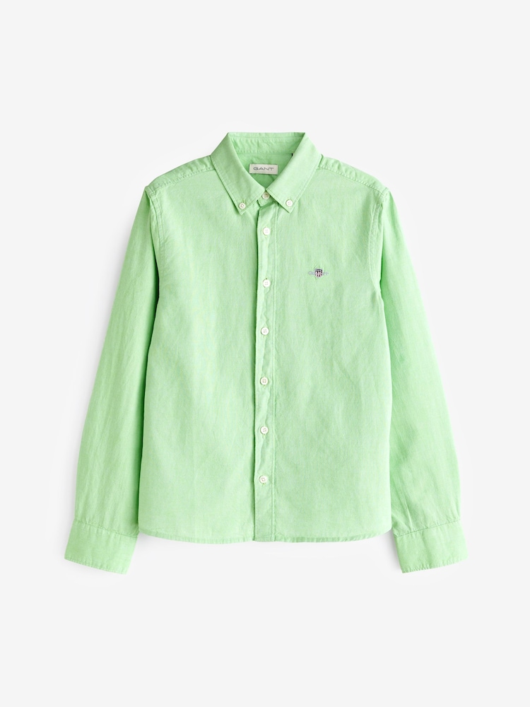 GANT Light Green Teens Shield Oxford 100% Cotton Shirt - Image 6 of 6