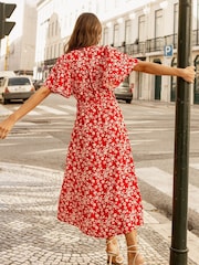 Threadbare Red Button Down Midi Dress - Image 2 of 4