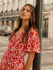 Threadbare Red Button Down Midi Dress - Image 4 of 4