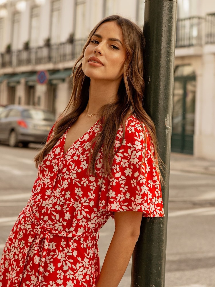 Threadbare Red Button Down Midi Dress - Image 4 of 4