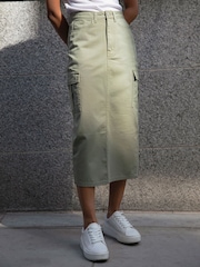 Threadbare Green 100% Cotton Maxi Cargo Skirt - Image 2 of 5