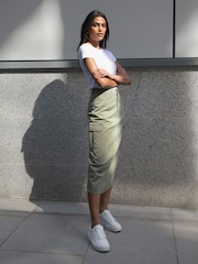 Threadbare Green 100% Cotton Maxi Cargo Skirt - Image 4 of 5
