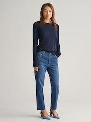 GANT Blue Straight Striped Ankle Length Jeans - Image 3 of 7