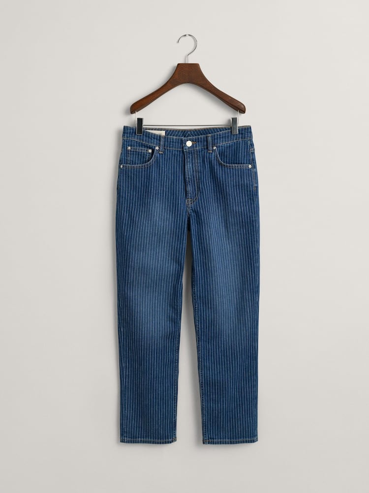 GANT Blue Straight Striped Ankle Length Jeans - Image 7 of 7 GANT Blue Straight Striped Ankle Length Jeans - Image 7 of 7