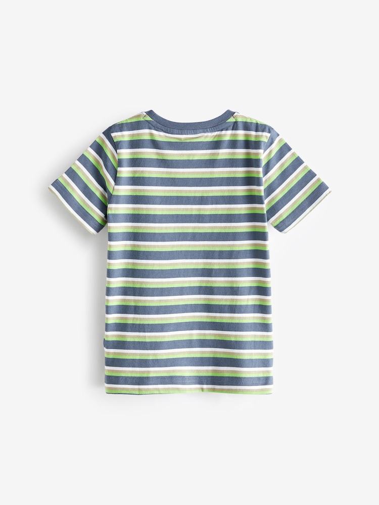 GANT Blue Kids Shield Striped 100% Cotton T-Shirt - Image 2 of 6