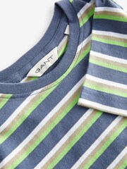 GANT Blue Kids Shield Striped 100% Cotton T-Shirt - Image 6 of 6