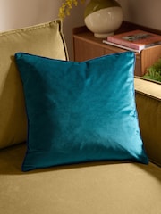 Furn Teal Blue Meridian Velvet 45cm X 45cm Cushion Cover - Image 1 of 5