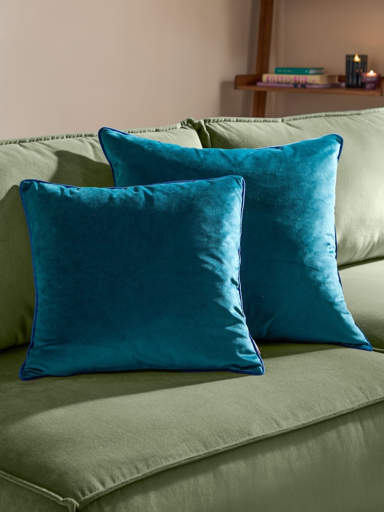Furn Teal Blue Meridian Velvet 45cm X 45cm Cushion Cover - Image 5 of 5 Furn Teal Blue Meridian Velvet 45cm X 45cm Cushion Cover - Image 5 of 5