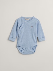 GANT Blue Baby Shield Ribbed Wrap Bodysuit - Image 1 of 4