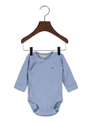 GANT Blue Baby Shield Ribbed Wrap Bodysuit - Image 2 of 4