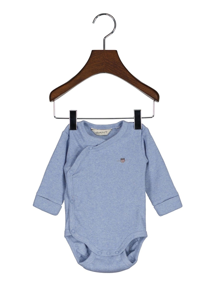 GANT Blue Baby Shield Ribbed Wrap Bodysuit - Image 2 of 4