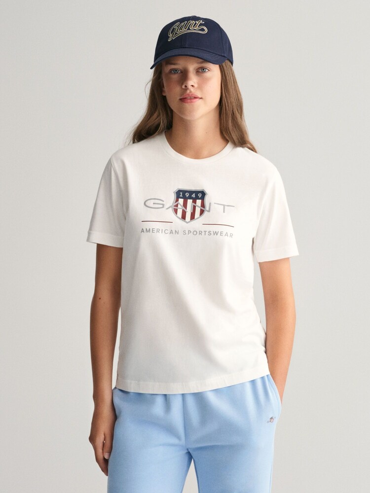 Белый - GANT Archive Shield Teens T-Shirt - Изображение 1 из 5