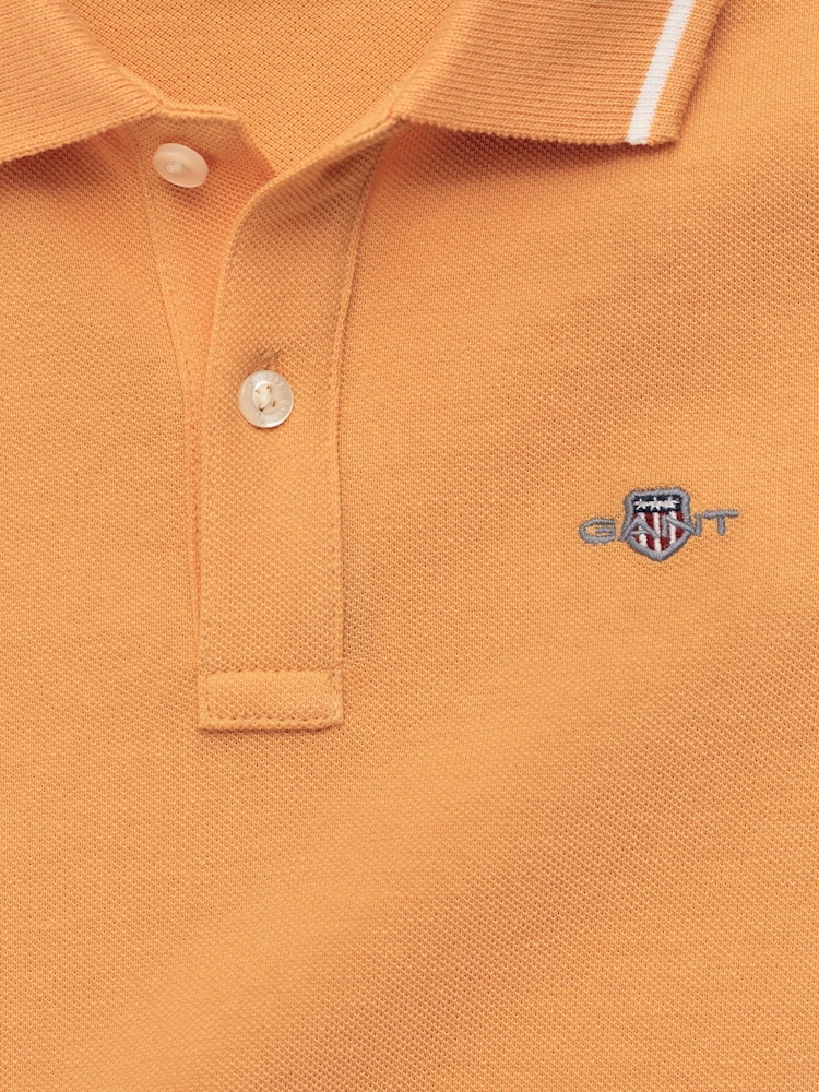 GANT Orange Kids Tipped Shield Piqué Polo Shirt - Image 6 of 6