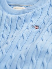 GANT Blue Kids Shield Cotton Cable Knit Crew Neck Sweater - Image 6 of 6