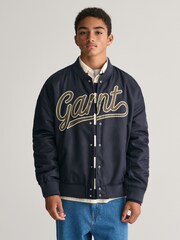 GANT Blue Teens Script Graphic Varsity Jacket - Image 1 of 6