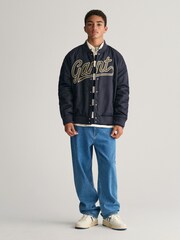 GANT Blue Teens Script Graphic Varsity Jacket - Image 3 of 6