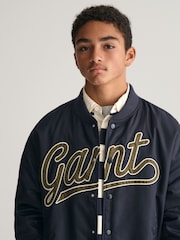 GANT Blue Teens Script Graphic Varsity Jacket - Image 4 of 6