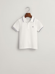 GANT White Kids Tipped Shield Piqué Polo Shirt - Image 5 of 6