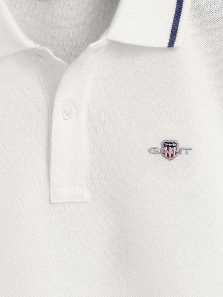 GANT White Kids Tipped Shield Piqué Polo Shirt - Image 6 of 6