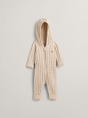 GANT Cream Baby Shield 100% Cotton Cable Knit One-Piece - Image 1 of 2