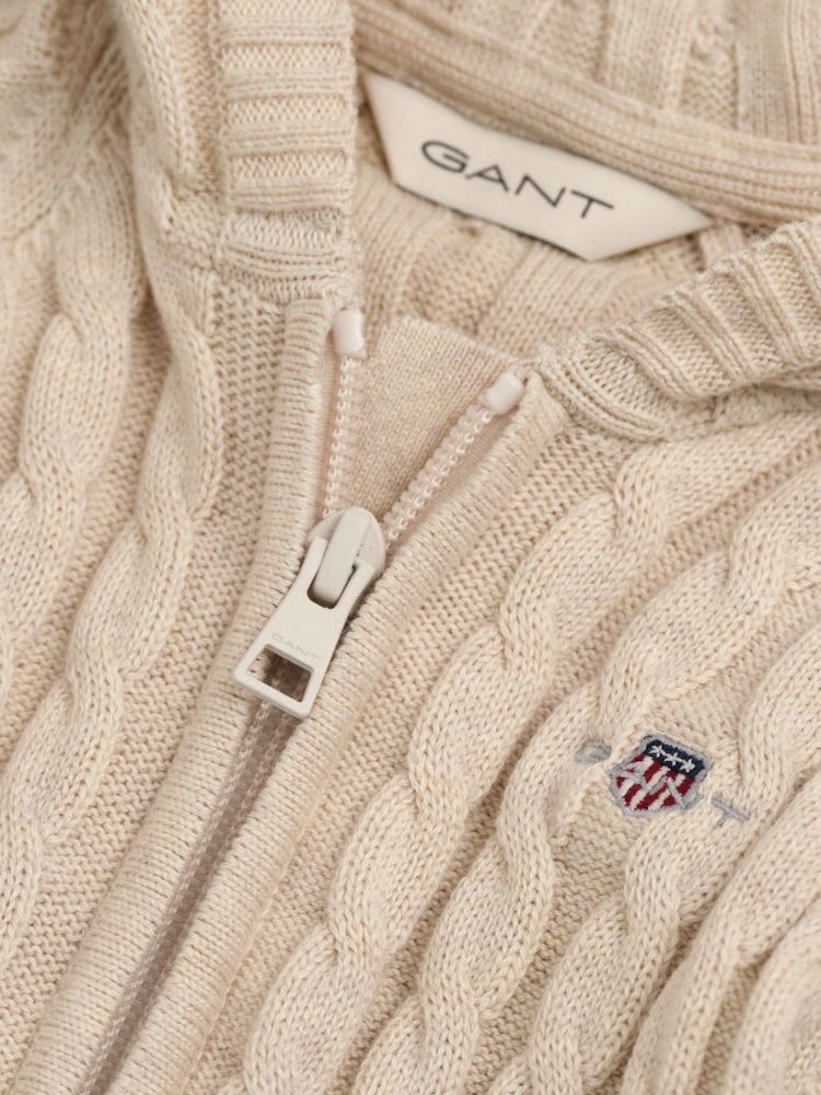 GANT Cream Baby Shield 100% Cotton Cable Knit One-Piece - Image 2 of 2