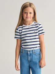 Белый - GANT Kids Shield Striped 100% Cotton T-Shirt - Изображение 1 из 6