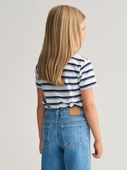 Белый - GANT Kids Shield Striped 100% Cotton T-Shirt - Изображение 2 из 6