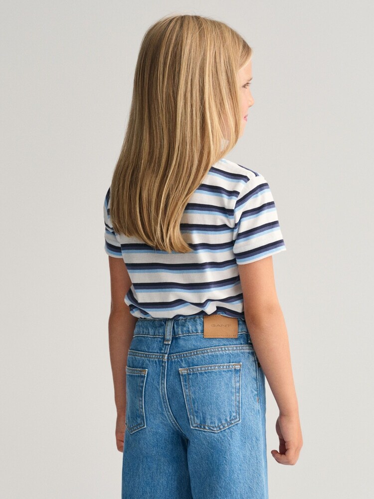 Белый - GANT Kids Shield Striped 100% Cotton T-Shirt - Изображение 2 из 6
