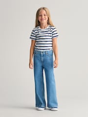 Белый - GANT Kids Shield Striped 100% Cotton T-Shirt - Изображение 3 из 6