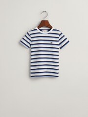 Белый - GANT Kids Shield Striped 100% Cotton T-Shirt - Изображение 5 из 6