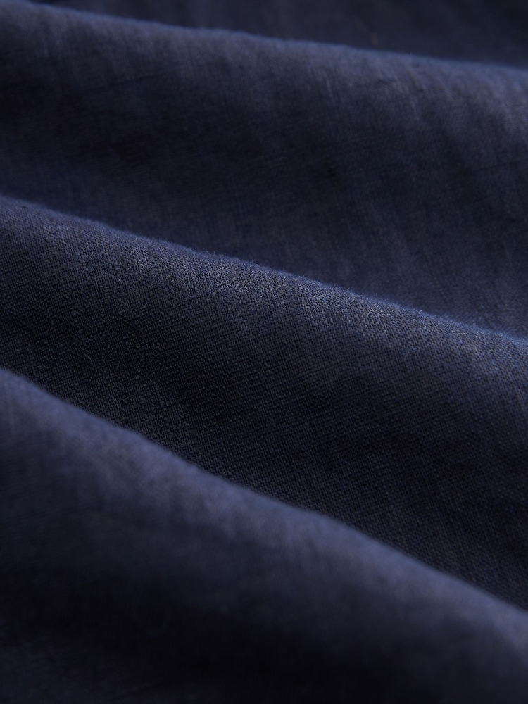 Navy 100% Linen Long Sleeve Shirt - Image 7 of 7
