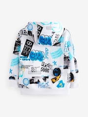 White/Blue Drippy Smile Graphic Hoodie (3-16yrs) - Image 7 of 9