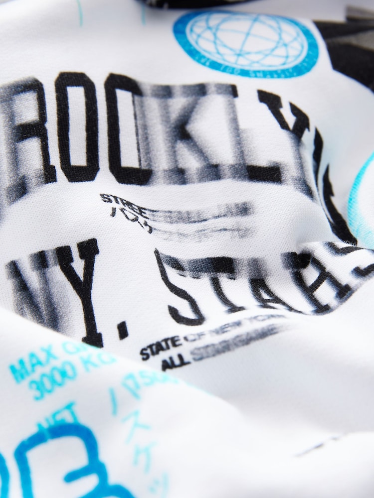 White/Blue Drippy Smile Graphic Hoodie (3-16yrs) - Image 9 of 9