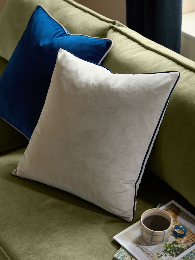 Furn Silver Meridian Velvet 55cm X 55cm Cushion Cover - Image 1 of 5 Furn Silver Meridian Velvet 55cm X 55cm Cushion Cover - Image 1 of 5