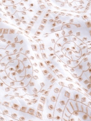 Neutral Short Sleeve Broderie Tie Front Top - Image 6 of 6