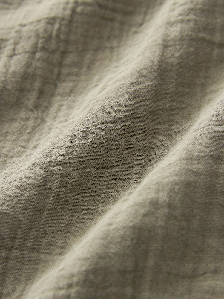 Khaki Green Textured Cotton Pull On Trousers - Image 7 of 7