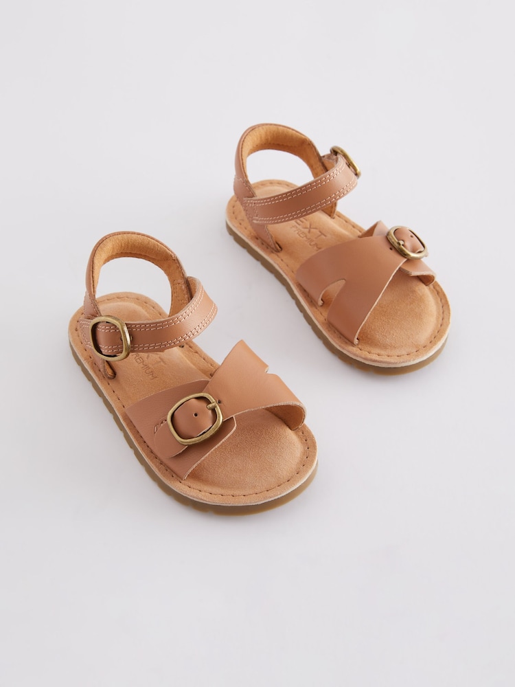 Brown Wide Fit (G) Leather Buckle Sandals - Image 1 of 5