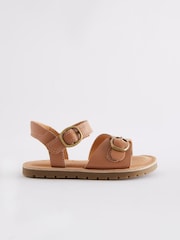 Brown Wide Fit (G) Leather Buckle Sandals - Image 2 of 5