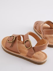 Brown Wide Fit (G) Leather Buckle Sandals - Image 3 of 5