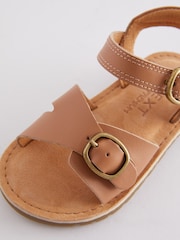 Brown Wide Fit (G) Leather Buckle Sandals - Image 4 of 5