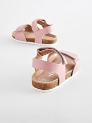 Pink Wide Fit (G) Leather Corkbed Sandals - Image 3 of 6