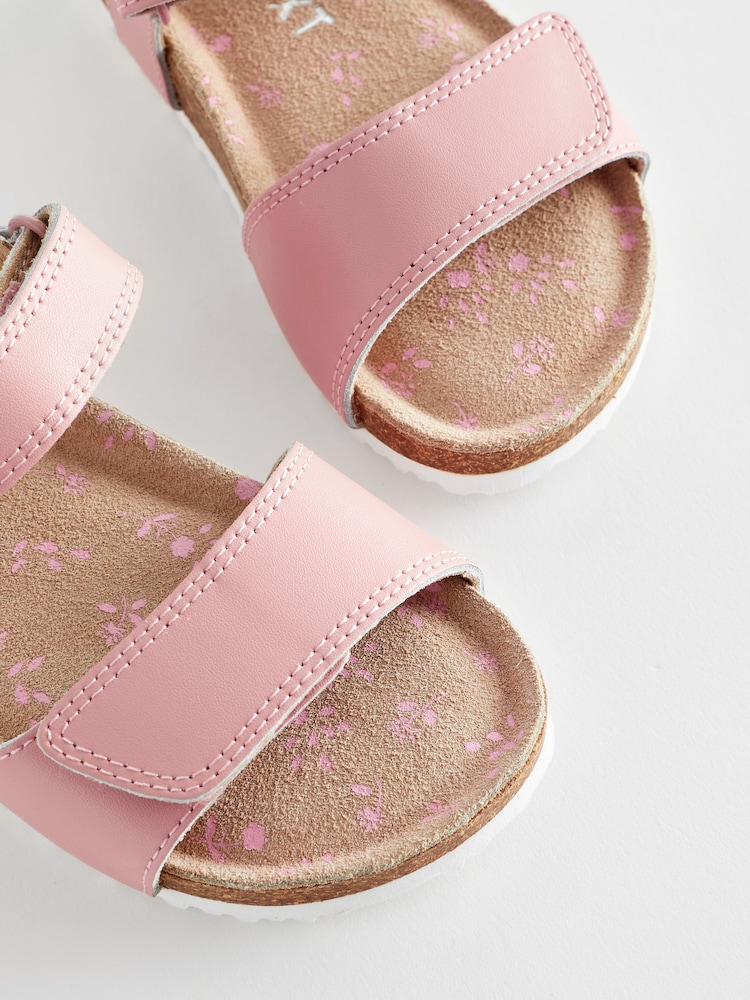 Pink Wide Fit (G) Leather Corkbed Sandals - Image 6 of 6